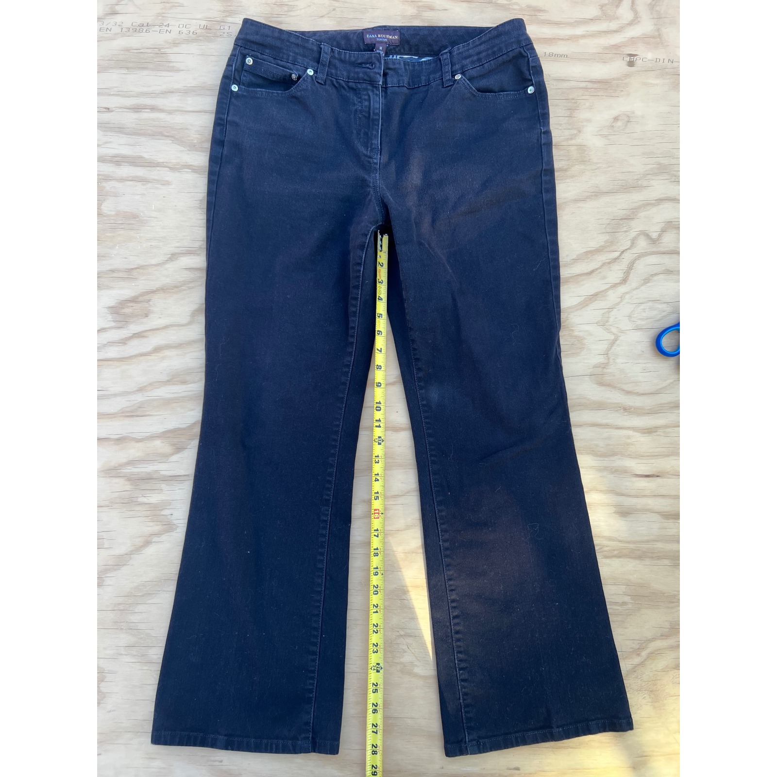 Dana Buchman Signature Black Bootcut Denim Jeans Womens Size 14 Mid Rise Pants